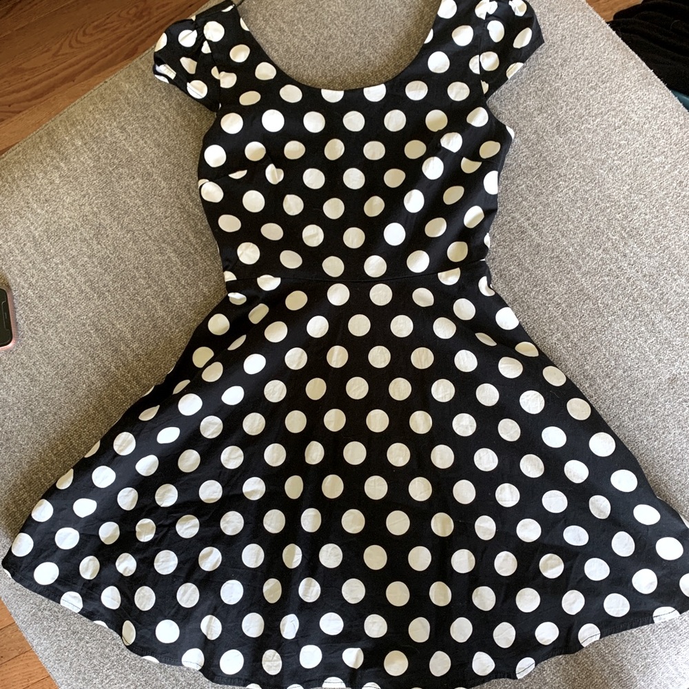 Vintage style, Black and white polka dot forever21 dress size small
